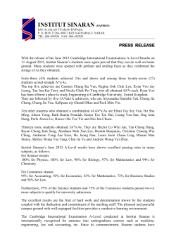 Press Release for Cambridge A-Level June 2015