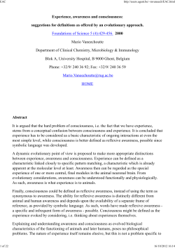 Experience, awareness and consciousness: suggestions for
