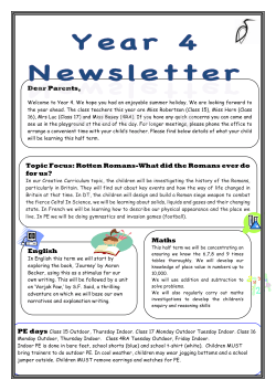 English Maths Dear Parents, Topic Focus: Rotten Romans