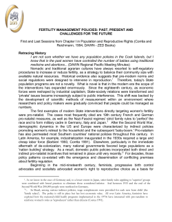 Fertility Management Policies: Past, Present and