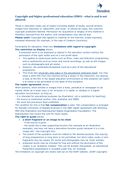 Copyright in higher education - Library Stenden University of