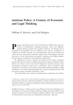 Antitrust Policy: A Century of Economic and Legal Thinking