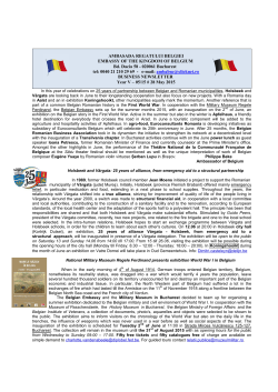 Newsletter May 2015 - Belgium in Romania