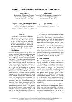 The CoNLL-2013 Shared Task on Grammatical Error Correction