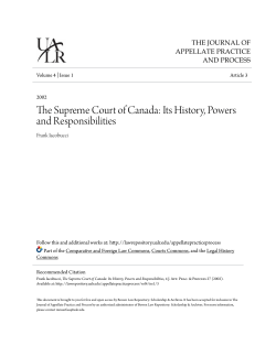 The Supreme Court of Canada: Its History, Powers and