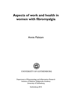 Aspects of work and health in women with fibromyalgia