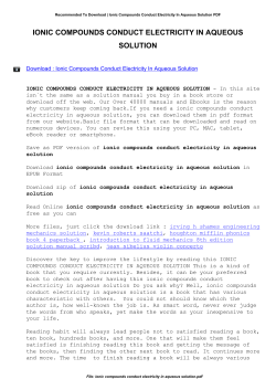 Ionic Compounds Conduct Electricity In Aqueous Solution