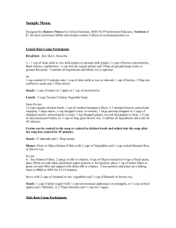 Sample Menu - Be More Fitness