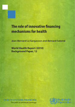 The role of innovative financing mechanisms for Health