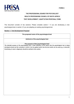 Form A Test development adaptation proposal form