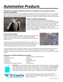 Automotive Products - Tri-County Health Department