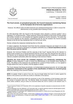 General Court of the European Union PRESS - curia