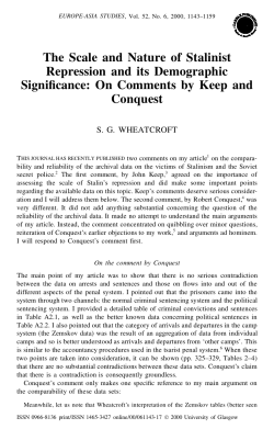 The Scale and Nature of Stalinist Repression and its Demographic