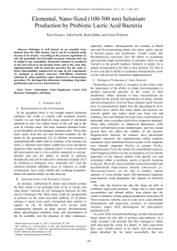 Selenium Production by Probiotic Lactic Acid Bacteria