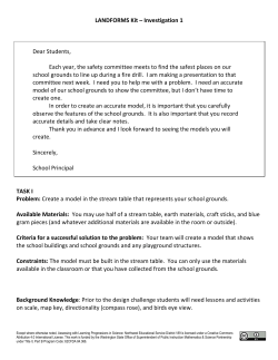 LANDFORMS Kit &ndash; Investigation 1 Dear Students, Each year, the