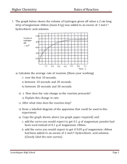 Higher Chemistry Rates of Reaction