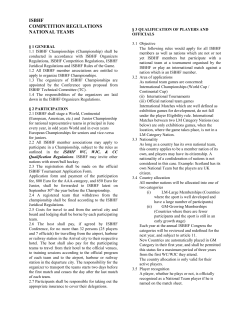 competition regulations &ndash; national teams