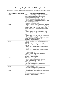 Spelling Lists, Year 2 - Bradshaw Hall Primary School