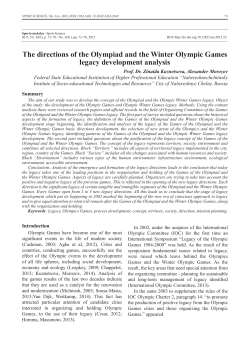 The directions of the Olympiad and the Winter Olympic Games