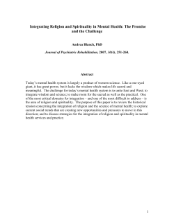 Integrating Religion and Spirituality in Mental