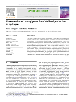 Bioconversion of crude glycerol from biodiesel production to hydrogen