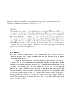 "Literature and discourse analysis", Acta Linguistica