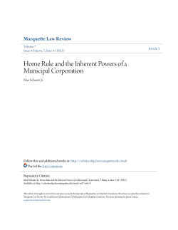Home Rule and the Inherent Powers of a Municipal Corporation