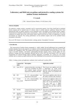 Laboratory and field tests on patinas and protective coating systems