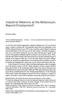 Industrial Relations at the Millennium: Beyond