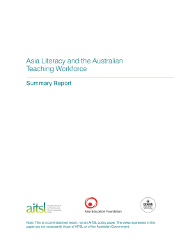 Asia Literacy and the Australian Teaching Workforce