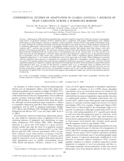 experimental studies of adaptation in clarkia xantiana. i. sources of