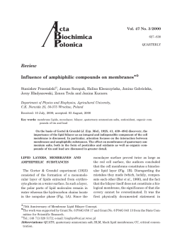 Review Influence of amphiphilic compounds on membranes*.