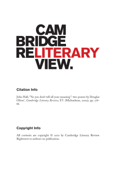 John Hall on Douglas Oliver`s