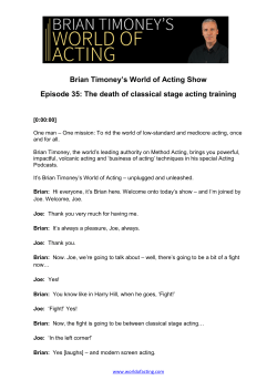 The death of classical stage acting training