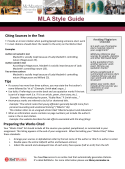 MLA Style Guide - McMaster Library
