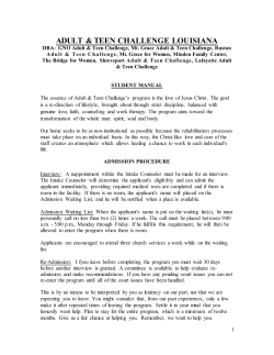 Student Manual - Louisiana Teen Challenge