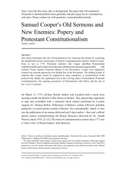 Samuel Cooper`s Old Sermons and New Enemies: Popery and