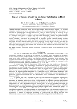 Impact of Service Quality on Customer Satisfaction in Hotel Industry