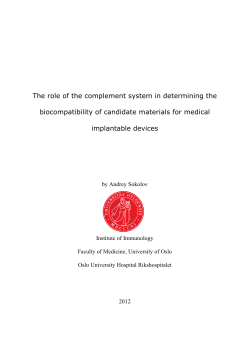 Role of the complement system in assessing the biocompatibility of