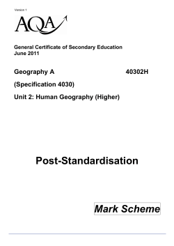 GCSE Geography (Specification A) Mark Scheme Unit 2H
