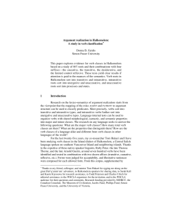 Argument Realization in Halkomelem: A Study in Verb