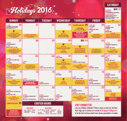 sunday monday tuesday wednesday thursday friday saturday center
