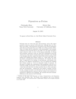 Pejoratives as Fiction - Texas Tech University