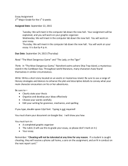 September 22, 2015 Tuesday: We will meet in the computer lab