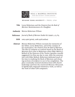 Leroy Robertson and the Oratorio from the Book of