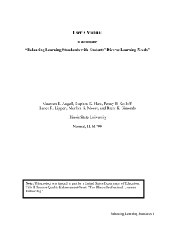 Balancing Learning Standards