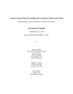 Critical Constructivism for Teaching and Learning in a Democratic
