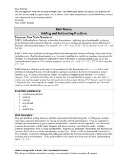 Unit Name: Adding and Subtracting Fractions