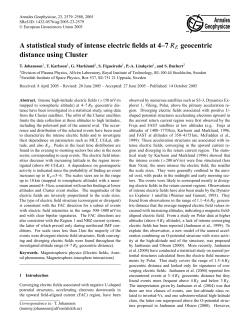 Annales Geophysicae A statistical study of intense electric fields at 4