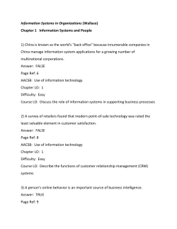 Information Systems in Organizations (Wallace